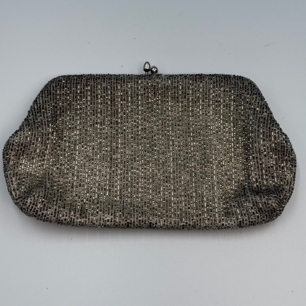 Vintage‎ Lennox Bags Beaded Clutch Silver Grey Hand Made in Japan Evening Bag